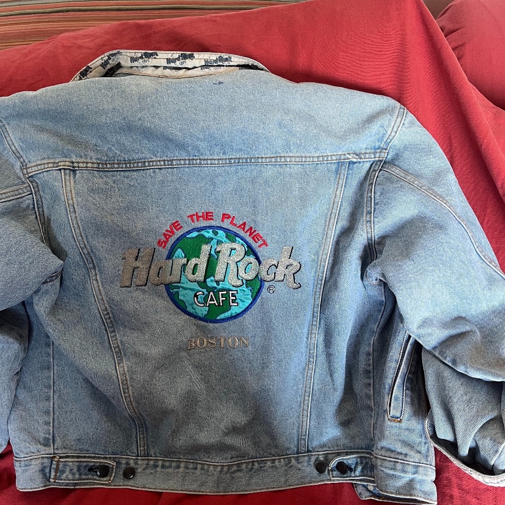 Hard Rock Cafe Boston Save the Planet Denim Jean Jacket
